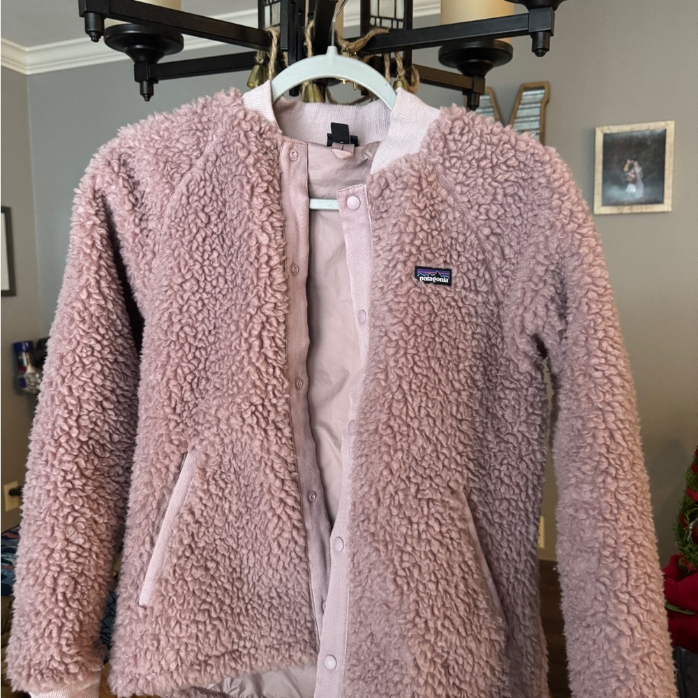 Patagonia Girls Light Pink Bomber Fleece Jacket